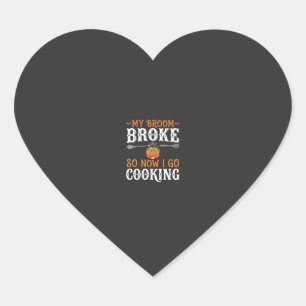 Sticker Cœur Sorcière d'Halloween Cuisine Balai Cassé Conceptio