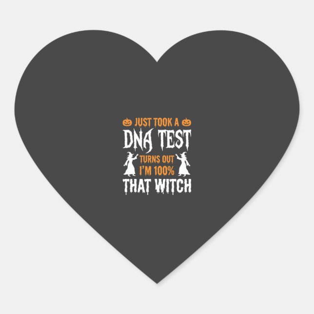 Sticker Cœur Sorcière graphique de test ADN d'Halloween drôle (Devant)