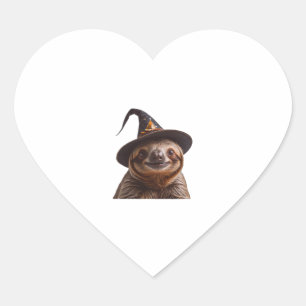 Sticker Cœur Sorcière Sloth Halloween tour ou traiter pompki éf