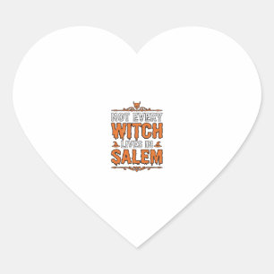 Sticker Cœur Sorcière Vintage Salem Halloween Typographie Desig