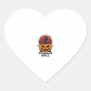 Sticker Cœur Sortilège de citrouille vintage Halloween sorcière