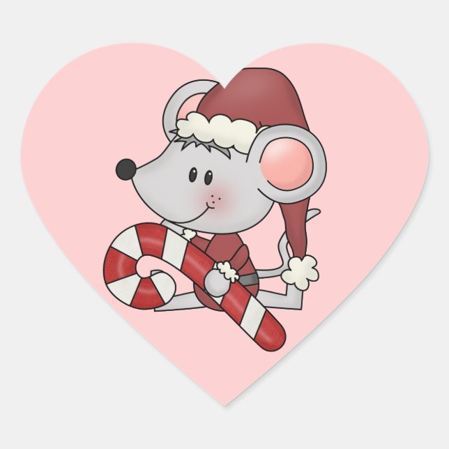 Sticker Cœur Souris de Noël avec Sucre de canne (Devant)