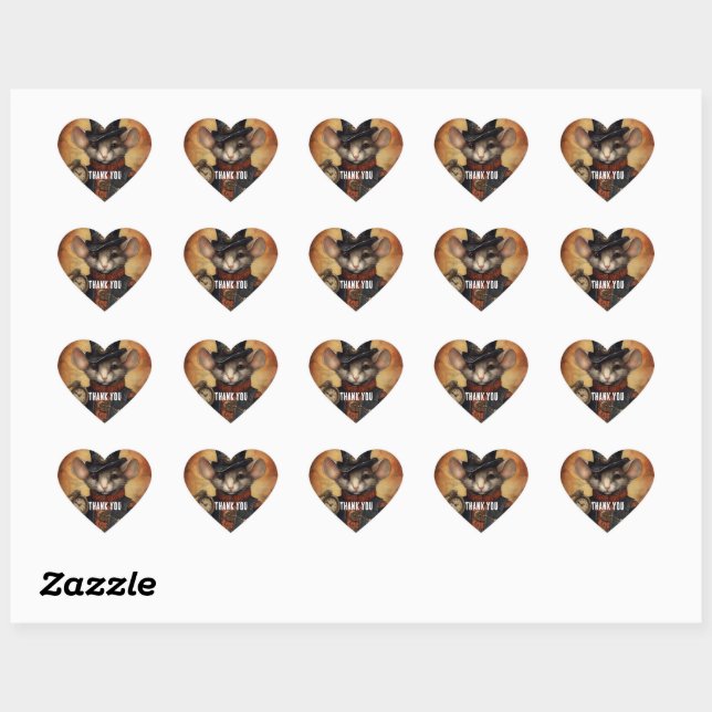Sticker Cœur Souris Steampunk Capitaine Fuzzypaws (Feuille)
