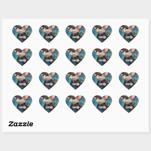 Sticker Cœur Souris Steampunk Capitaine Pippin (Feuille)