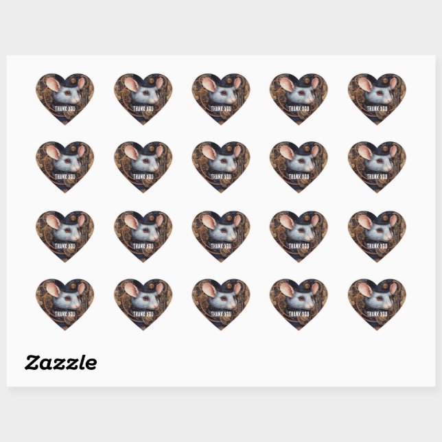 Sticker Cœur Souris Steampunk Capitaine Snickerfur (Feuille)