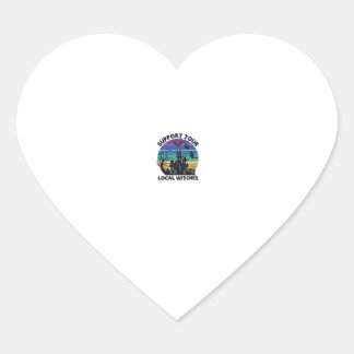 Sticker Cœur Soutenez la tournée des sorcières locales Hallowee
