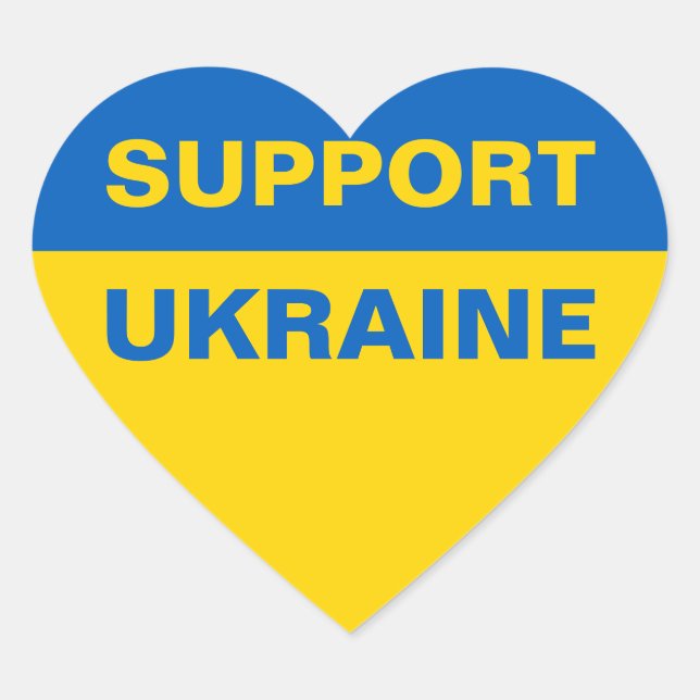 Sticker Cœur Soutenez le drapeau ukrainien (Devant)