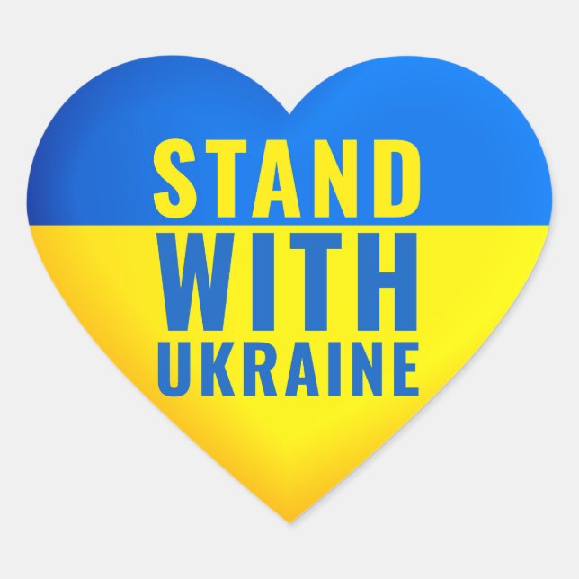 Sticker Cœur Soyez avec l'Ukraine. Soutien de l'UKRAINE. (Devant)