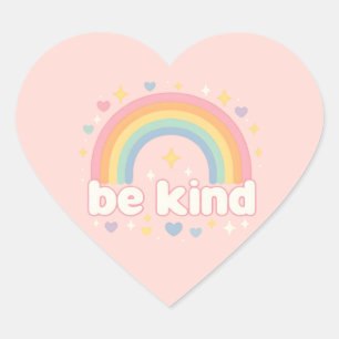 Sticker Cœur Soyez Gentil – Arc-en-ciel Pastel Positivité