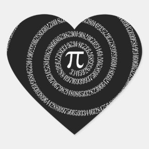 Sticker Cœur Spirale pour la typographie de Pi sur Noir