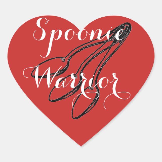 Sticker Cœur Spoonie Warrior - Rouge clair (Devant)