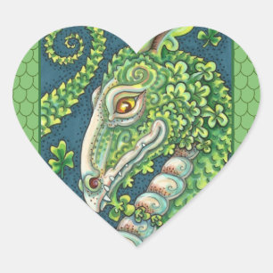STICKER CŒUR ST. DRAGON SHAMROCK VERT DE PATRICK, IMAGINAIRE IR