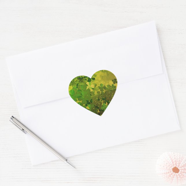 Sticker Cœur St. Patrick’s Day Shamrock (Enveloppe)