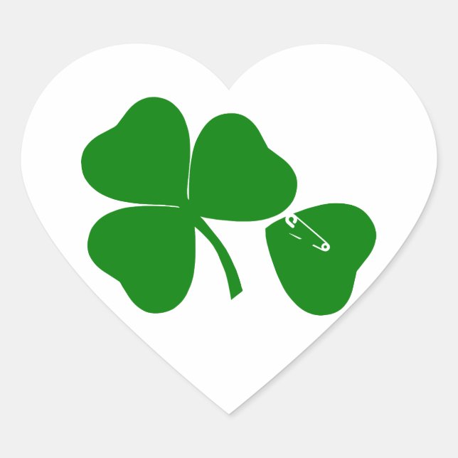 Sticker Cœur St Patrick's Day - Obtenez Lucky 3 + 1 feuilles =  (Devant)