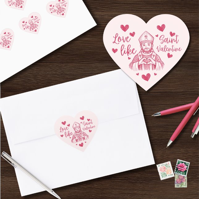 Sticker Cœur St Valentine Pink Catholic Heart Illustration (Créateur téléchargé)