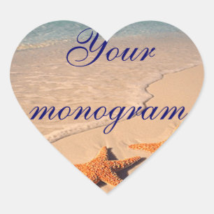 Sticker Cœur Starfish Beach Mariage Thème Enveloppe Phoques Éti