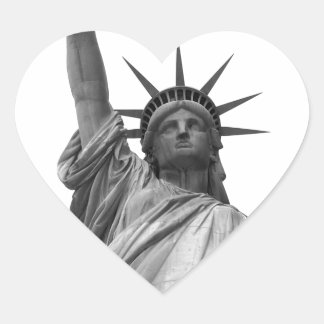 Sticker Cœur Statue noire et blanche de la Liberté