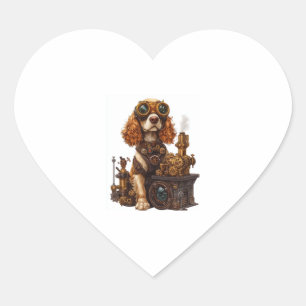 Sticker Cœur Steampunk Spaniel � inventeur victorien de chiens