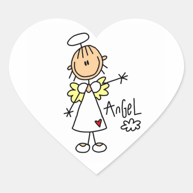 Sticker Cœur Stick Figure Angel T-shirts et cadeaux (Devant)