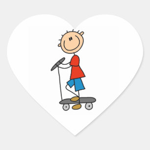 Sticker Cœur Stick Figure Boy sur Scooter