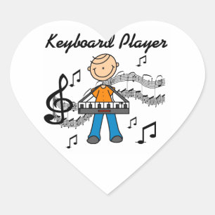 Sticker Cœur Stick Figure Homme Joueur Clavier Cadeaux