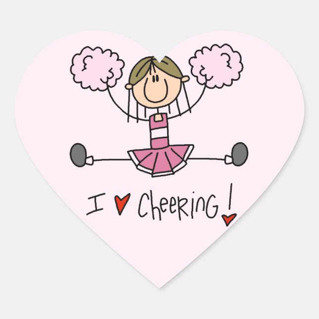 Sticker Cœur Stick Figure I Love Cheering T-shirts et cadeaux (Devant)