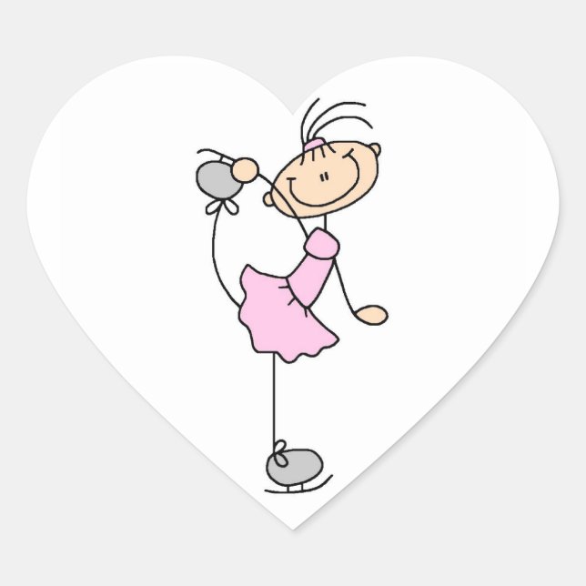 Sticker Cœur Stick rose Girl Figure Patinage (Devant)