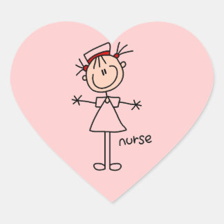 Sticker Cœur Stick simple Figure Nurse Tshirts et cadeaux
