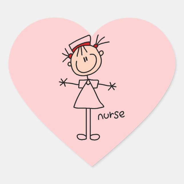 Sticker Cœur Stick simple Figure Nurse Tshirts et cadeaux (Devant)