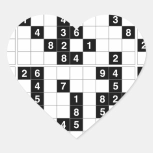 Sticker Cœur sudoku noir blanc