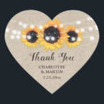 Sticker Cœur Sunflower Rustic Country Mariage Burlap<br><div class="desc">Mariage floral rustique préférez les autocollants/enveloppes scellés idéal pour une fête de mariage campagnard rustique inspirée des tournesols.</div>