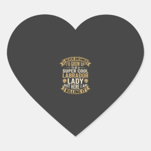 Sticker Cœur Super Cool Labrador Lady Chienne Amoureuse