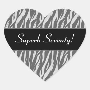 Sticker Cœur Superbe 70e anniversaire Grey and White Zebra Favo
