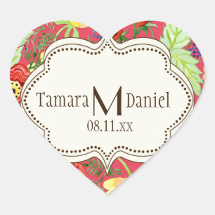 Sticker Cœur Support Rose de feuille de Ranunculus moderne