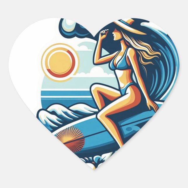Sticker Cœur Surf des femmes (Devant)