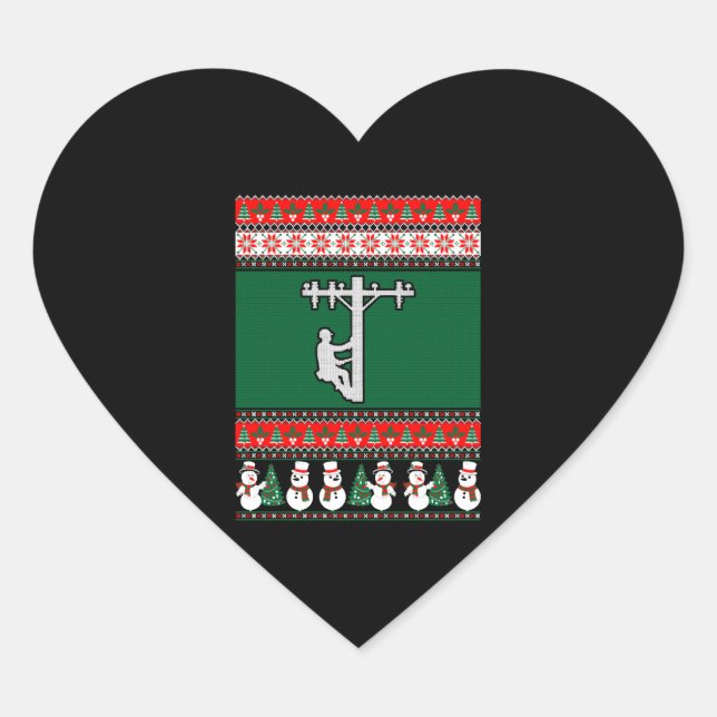 Sticker Cœur Sweat de Noël Lineman Ugly (Devant)