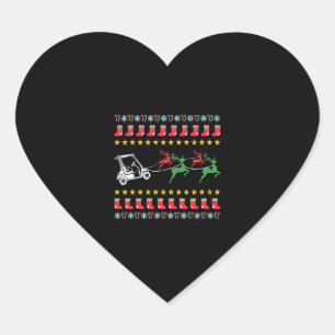 Sticker Cœur Sweat de Noël moche pour Golfer Golf