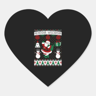 Sticker Cœur Sweat moche de Noël Kenosha Wisconsin