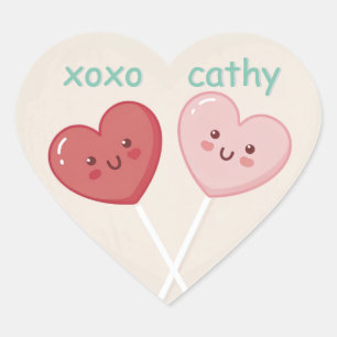 Sticker Cœur Sweet Heart Forme Lollies Classe Valentine