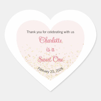 Sticker Cœur Sweet One Labels, Sweetheart One Party, Heart