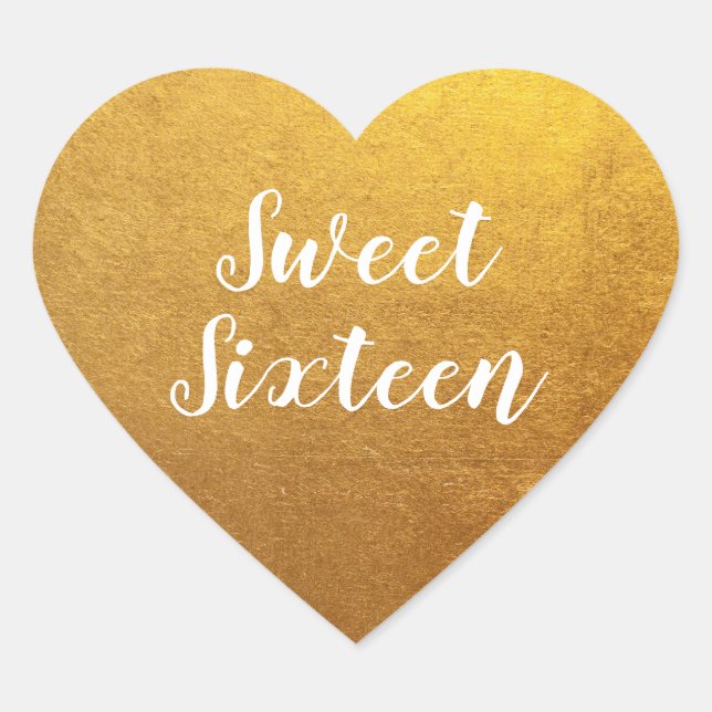 Sticker Cœur Sweet sixteen Gold Photo (Devant)