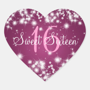 Sticker Cœur Sweet sixteen Hiver Étincelle Rose