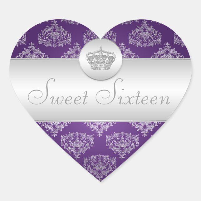 Sticker Cœur Sweet sixteen Royal Couronne pourpre (Devant)