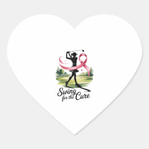 Sticker Cœur Swing for the Cure Golf Breast Cancer