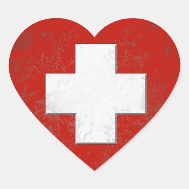Sticker Cœur Swiss Flag (Devant)