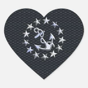 Sticker Cœur Symbole Chrome du drapeau nautique Yacht sur le Dé