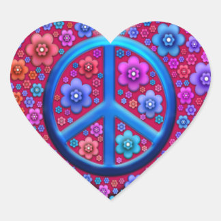 Sticker Cœur SYMBOLE DE LA PAIX Hippie
