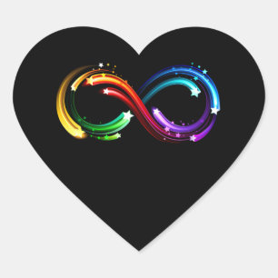 Sticker Cœur Symbole de l'infini des comètes arc-en-ciel