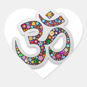 Sticker Cœur SYMBOLE DE Yoga Om Ohm Aum Namaste