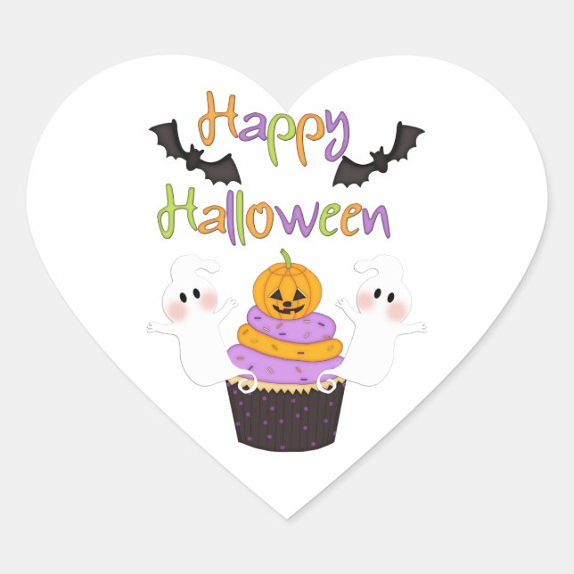 Sticker Cœur SYMBOLE Halloween Cupcake (Devant)